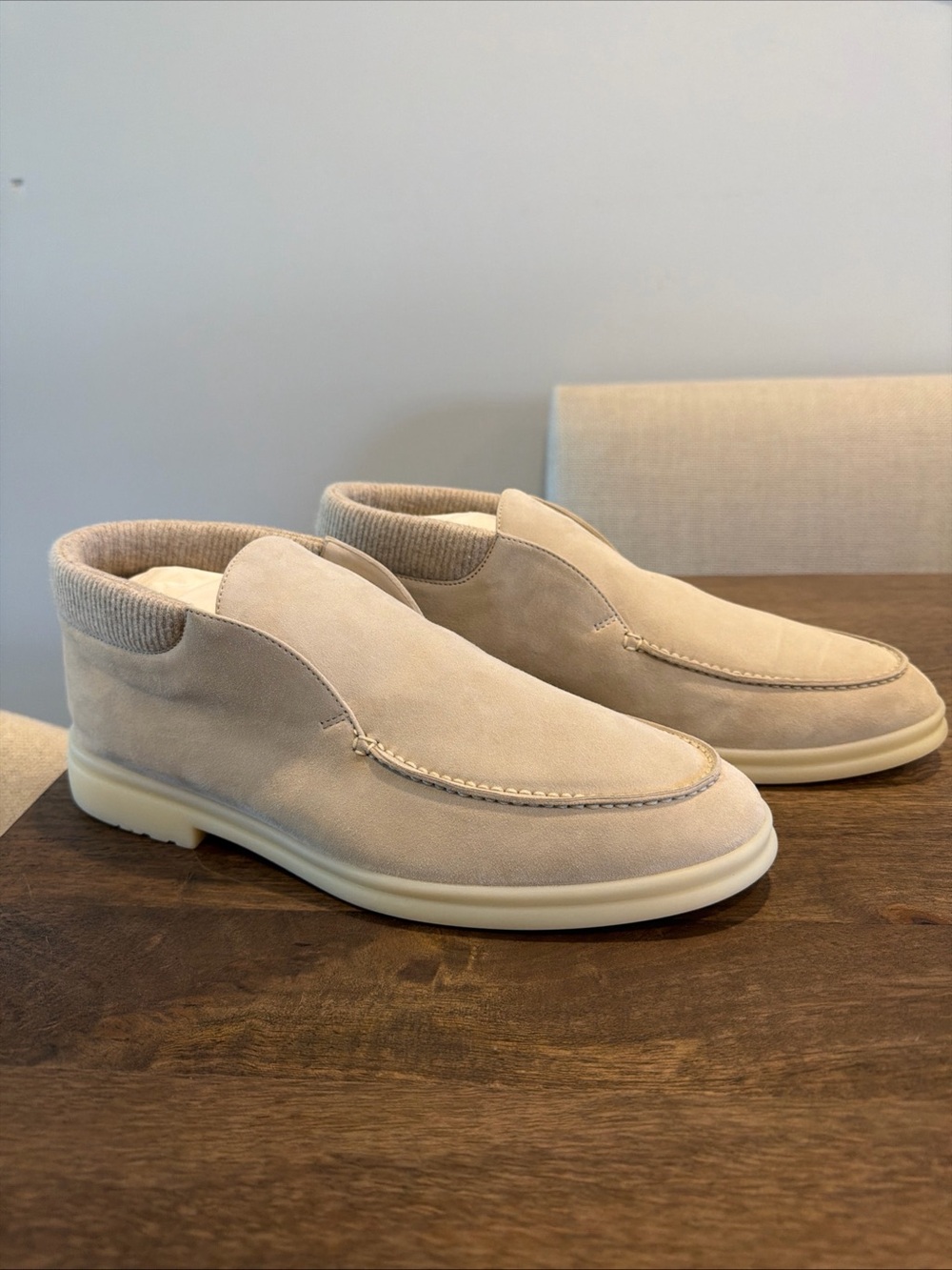 Loro Piana Men's Slip-On Suede Loafer in Light Beige